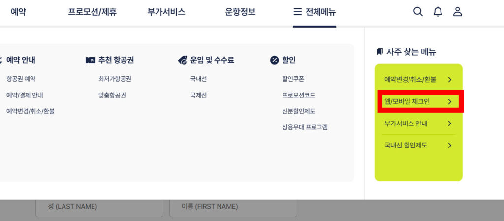 진에어 셀프체크인